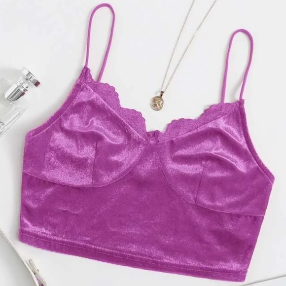 SHEIN Tops - Velour soft lace cami crop top size XL